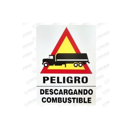 SEÑALAMIENTO DE PELIGRO-DESCARGANDO COMBUSTIBLE 60X80