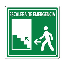 SEÑALAMIENTO ESCALERA DE EMERGENCIA ARRIBA IZQUIERDA 20X20