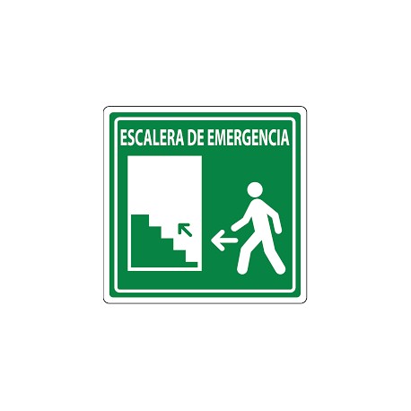 SEÑALAMIENTO ESCALERA DE EMERGENCIA ARRIBA IZQUIERDA 20X20
