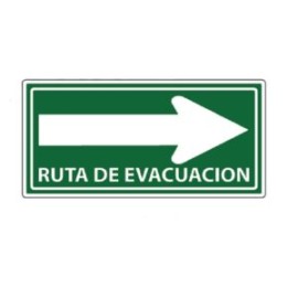 SEÑALAMIENTO DE RUTA DE EVACUACIÓN DERECHA 20X40